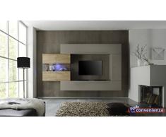 Line 2 Beige Opaco e Rovere Miele Parete Attrezzata Soggiorno Moderna