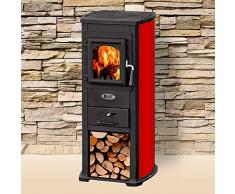 Stufa a legna/Termocamino in acciaio e ghisa 7/8 kW - Mod. Long Hold Fire Bordeaux (Cod. 5562)