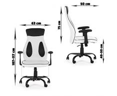 MY SIT Sedia da Ufficio Poltrona girevole direzionale presitenziale regolabile in altezza pelle sintetica nuovo Samoa in Bianco con braccioli