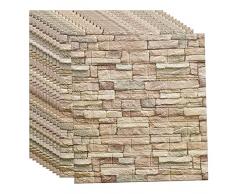 K&F-qianzhi 10pezzi Pannelli Finta Pietra Esterni Carta Parati 3D, Classica Pannello Finto Mattone in Espansa Chiara 77x70cm per Cucina Bagno Salone Ufficio TV Sfondo