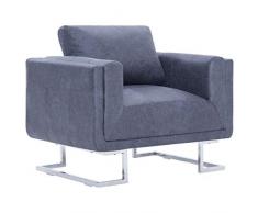 Festnight Poltrona Cubica in Ecopelle Scamosciata Marrone/Grigio,Poltrona Cubo in Ecopelle,Poltrona Design,Poltrona da TV,Poltrona Design,Poltrona Moderna,Poltrona da Slotto