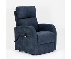 POLTRONE ITALIA Pam 2 motori Sfoderabile Poltrona relax Alzapersona Detraibile 19% 2 ruote schienale fiocco Lavabile poltrona elettrica poltrona per anziani Blu