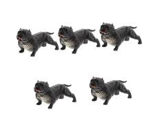 Warmhm 5Pcs Racconto Ornamento Bambini E Cognitivo AllAperto Cane Bulldog Mini Favori Modello Realistico Fauna Selvatica Piccolo Animale Figurine Resina Dispensa Giardino Ufficio