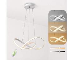 Lampada a Sospensione a LED, 45W Lampadario Moderno Semplice e Creativo, Telecomando Dimmerabile con Funzione di Memoria, Adatto per Soggiorno Camera da Letto Sala da Pranzo Plafoniera Lampadario