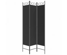 Tidyard Paravento a Pannelli,Divisorio Pieghevole,in Tessuto Nero e Acciaio,120x200 cm,Separè per interni,Paravento Separé,Divisorio Interno,Separe divisorio Interno