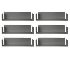 MENSOLA DESIGN per LIBRI - SET di 6 - ACCIAIO - BIANCO - 60 cm, D 15 cm, H 15 cm