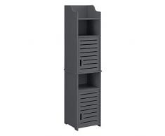 [en.casa] Mobiletto da Bagno a Terra 135 x 32 x 32 cm Armadietto a Colonna con 2 Ante 2 Scomparti e Ripiano Ripostiglio da Stoccaggio con Sportelli di Design - Grigio Scuro