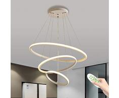 LED Lampada A Sospensione, Lampadario A Tre Anelli Moderno Semplice Creativo, 76W Telecomando Dimmerabile Con Funzione Di Memoria, Adatto Per Soggiorno, Camera Da Letto, Lampadarios Sala Da Pranzo