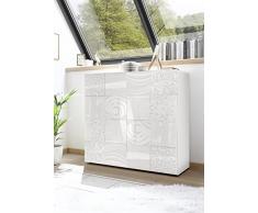 arredocasagmb Mobile Credenza Contenitore 2 Ante Moderno Bianco Lucido Anta con Serigrafia Fantasia Soggiorno Madia Buffet con Sportelli Design Mira 04