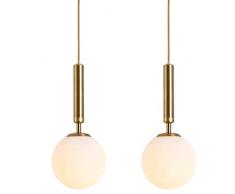 Lampada A Sospensione Moderna, Lampada A Sfera in Vetro Bianco Smerigliato Lampada A Sospensione E27 Luce Pendente Per La Camera Da Letto Da Cucina Corridoio Soggiorno Ufficio,2pcs