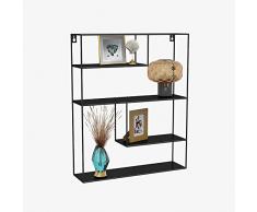 Gadgy Mensola da Muro Design | Mensola Cubo | Mensola Metallo | Mensole Design Metallo Nero | Mensole Industrial | 55 x 456 x 11 cm. | soprammobili vintage | Scaffale Muro