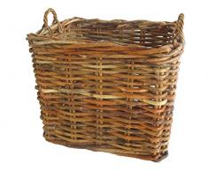 fantasie d oriente Grande Cesto Porta Legna XXL Vimini in GIUNCO Kubo CM.82X64X67/74H.