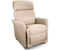 Goldflex Poltrona MOD. Ponza, Relax ALZAPERSONA Elettrica a 2 Motori con reclinazione Schiena/Gambe. Tessuto antimacchia Facile da Pulire. La più Piccola della Categoria-Colore Beige