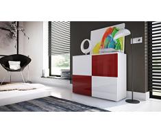 Kofkever Comò Moderno Skate, Mobile Soggiorno di Design Bianco,credenza per entrata, Sala, Camera