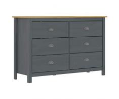 Tidyard Credenza Cassettiera Moderna in Legno Massello di Pino con 6 Cassetti Credenza con Cassetti Credenza da Salotto Cassettiera da Salotto Credenza Moderna per Soggiorno Moderna 125x40x80 cm