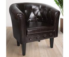 MIADOMODO Poltrona Chesterfield con Poggiapiedi - in Similpelle, a Motivo Rombo, Colore a Scelta - Imbottita da Salotto Vittoriana, Sedia da Vasca per Soggiorno, Lounge, Bar, Cocktail (Marrone)