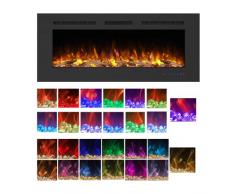 Mystflame Galaxy 60 - Caminetto elettrico da parete, 13 colori di fiamma e luce inferiore, letto di combustibile di tronchi e cristalli, termostato 750/1500 W, controllo remoto e touch screen
