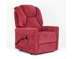 POLTRONE ITALIA - Poltrona Relax elettrica 2 mot, alzapersona, micromolle Confort, assemblata Anziani Sicurezza CE Medicale DETRAIBILE 19% - Poltrona-Sofia-2M-TARED Rosso Corallo antimacchia