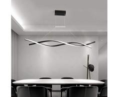 LAIDEPA Lampada a Sospensione LED Dimmerabile con Telecomando Luce Pendente Moderno Creativo Spirale Design Lampadario per Isola della Cucina Bar Sala da Pranzo Salotto Loft,Black,L120CM