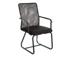 Baroni Home Sedia da Ufficio con Braccioli con Schienale Ergonomico in Tela Traspirante, Poltroncina a Sbalzo per Sale dAttesa e Conferenze, 47X60X92 cm, Carico 130 kg Nera