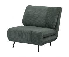 homcom Poltrona Letto 2 in 1 Singola Regolabile su 3 Livelli con Seduta Extra-Large e Imbottita in Gommapiuma, Struttura in Legno, Acciaio ed Effetto Velluto Verde