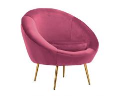 BRIGROS La voglia di fare WeHome - poltrona in velluto modello disco con gambe in ferro dorate alte 23cm e poltrona con imbottitura in schiuma dal design vintage e confortevole (Amaranto)