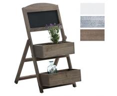 CLP Scaffale a Scaletta con Lavagna Miriam - Scaffale a Scala Pieghevole in Legno Shabby Chic I Mobile Decorativo 2 Ripiani I Doppia Mensola in Legno Country, Scala Decorativa Marrone Scuro