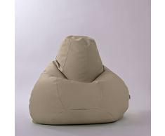 Avalon Pouf Poltrona Sacco Gigante Jazz 95x95x135cm - 460 Litri Made in Italy in Tessuto Ecopelle Imbottito Colore Beige