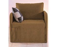 Ponti Divani - Poltrona Letto Compact Salva Spazio - Poltrona Letto Artigianale, Made in Italy con Materasso in Poliuretano espanso Italiano - Poltrona Letto Singolo - Tessuto (Tortora)