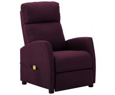 vidaXL Poltrona Massaggiante Poltroncina per Massaggi Divano Singolo Massaggiatore Sedia TV Arredamento Viola in Tessuto