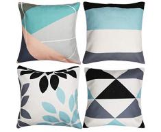 Enibon Cuscini Divano, 4 Pack Federe Cuscini Divano 45x45cm, Copricuscini Divano Decorativi in Cotone e Lino, Stile Addensato Super Morbido, Fodere Cuscini per Divani Letto Sedie Giardino