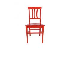 Set Sedia Arte Povera, in Legno Massello, Colorate, Ristorante Cucina Agriturismo, 100% Made in Italy (Rossa, Seduta Massello, Set 2 Sedie)