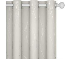 Deconovo Tende per Interni Oscuranti, Tende Salotto Moderne con Anelli con Stampa Fili e Cerchi, 140x260 CM (Larghezza x Altezza), Beige Chiaro, 2 Pannelli