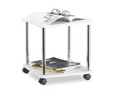 Relaxdays 10021870_187 Tavolino da Salotto Legno Carrello con Ruote Multiuso Piccolo Tavolo Divano Carrellino HLP 41,5x40x40 cm Bianco
