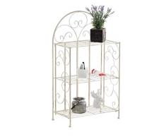 CLP Scaffale in Ferro Rosa Stile Rustico I Scaffale A Muro Decorativo Stile Shabby Chic I Étagère con 3 Mensole Grigliate, Colore:Antico-Crema