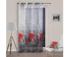 Soleil d' Ocre – Tenda a occhielli Spring, Poliestere, Grigio, 140 x 260 cm
