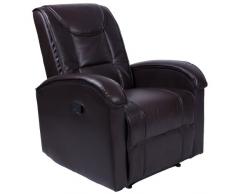 MIADOMODO Poltrona Relax - in Similpelle, Schienale e Poggiapiedi Reclinabili, Imbottito, Colore a Scelta (Marrone e Nero) - Poltrona TV, Reclinabile