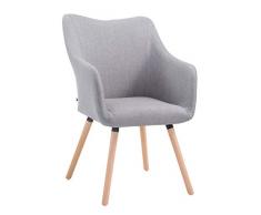 CLP Sedia Poltroncina Design Mccoy In Stoffa I Poltrona Soggiorno Deco Con Braccioli I Poltrona Attesa Carico Max 160KG, Colore:grigio, Colore del telaio:natura