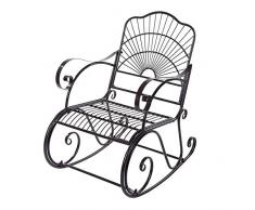 EBTOOLS Sedia a Dondolo Poltrona Relax,Panchina a Dondolo Sedia da Giardino Balcone Oscillante Dondolo in Ferro,Sedia Deco da Esterno o Interno con Braccioli,Colore caffè,104 * 89 * 61cm
