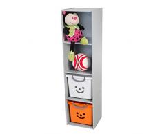 Iris Ohyama, Armadio multifunzionale/Mobili in legno per bambini/Scaffale per giocattoli e libri/Armadio per bambini, Modulare,Design, Casa, scuola - Kids cube shelf - KCX-4 - Grigio