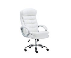 CLP Sedia Ufficio Vancouver XXL In Similpelle I Poltrona Elegante Direttore Carico Max 235 KG, Colore:bianco