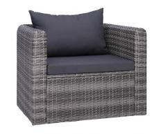 Festnight Poltrona Cubo da Giardino per Esterno in Poly Rattan Grigio,Sedia da Giardino in Polyrattan Grigio con Cuscini,Poltrona da Esterno in Rattan,Poltrona in Rattan 80 x 72 x 63 cm