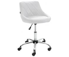 CLP Sgabello Da Lavoro Lazio In Similpelle I Con Ruote, Colore:bianco, Materiale:Ecopelle