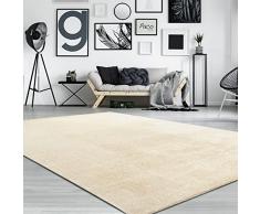 Tappeto per soggiorno Unicolore Lavabile Morbido pelo corto morbido, Dimensione:160x220 cm, Colore:Crema