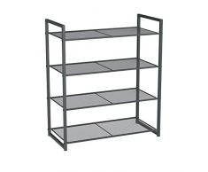 SONGMICS Scarpiera a 4 Ripiani, Scaffale Portascarpe Impilabile, Organizzatore per 12-16 Paia di Scarpe, Metallo, 63 x 30 x 72 cm (L x P x A), Grigio Fumo LMR84GC