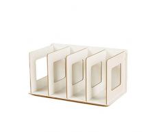 BOROK - Scaffale pieghevole in legno, per CD, DVD, libri, riviste 30.5*15*17cm bianco