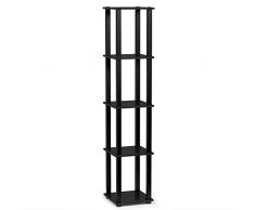 Furinno Turn Scaffale Angolare 5 Livelli con Tubo Quadrato, Americano/Nero, One Size
