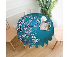 DMORJ Tovaglia rotonda con stampa di fiori di ciliegio :: Tovaglia rotonda in poliestere lavabile, perfetta per tavoli da buffet, feste, picnic pranzo. -152 cm
