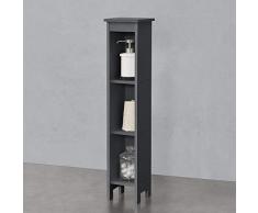 [en.casa] Scaffale con 3 Scomparti 80 x 17 x 17 cm Mobiletto Basso da Bagno Portaoggetti per Ingresso/Corridoio/Sala - Grigio Scuro