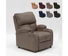 Produce Shop Poltrona Relax Reclinabile con Poggiapiedi in Microfibra Velluto Laura - Marrone